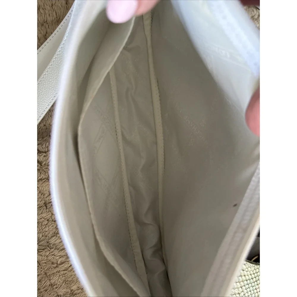 Longchamp Vintage Pebble Leather Baguette Shoulder Bag White Y2K Minimalist